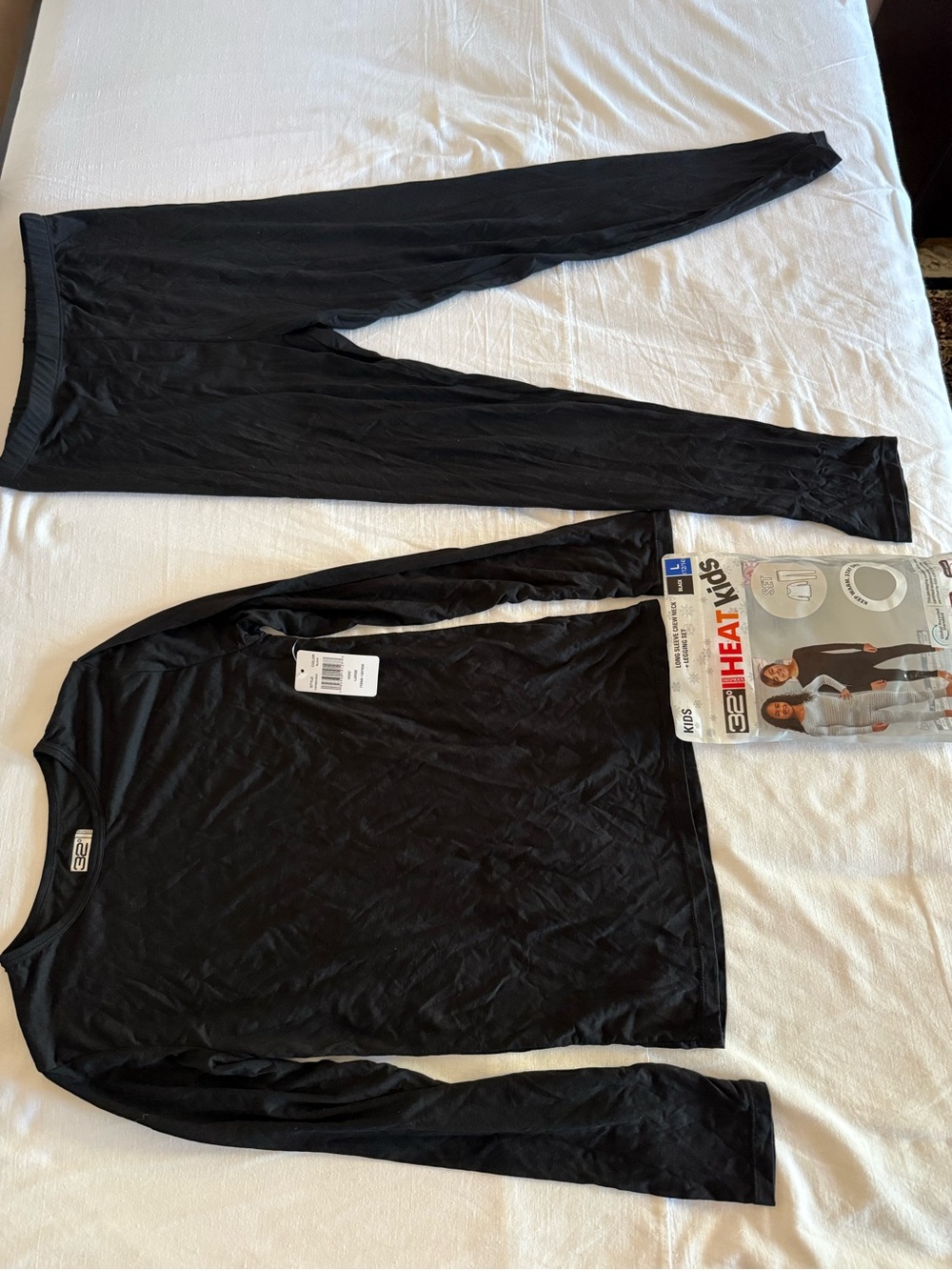 NWT 32 Degrees Heat Kids Thermal Base Layer Set Black Top Leggings Large 12/14